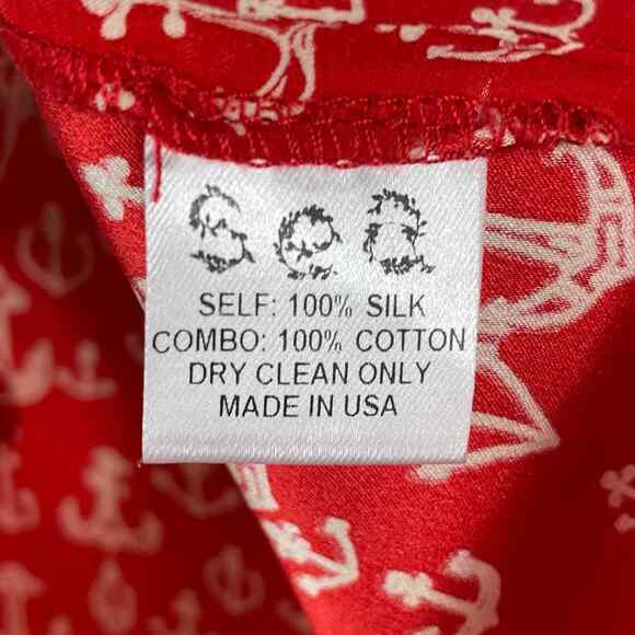 Sea New York Silk Top Red Anchor Print Cami Nautical Mesh Tank Sleeveless Sz XS - Picture 5 of 8